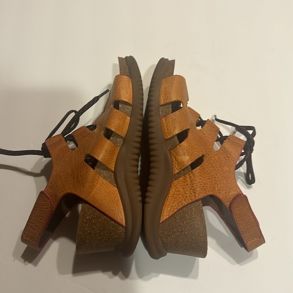 Bionica Sorena orange lace up sandals heel slip resistant leather upper & lining - Picture 4 of 10